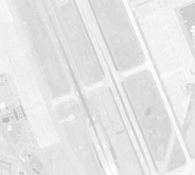 Aerial view of lowe portion of runway